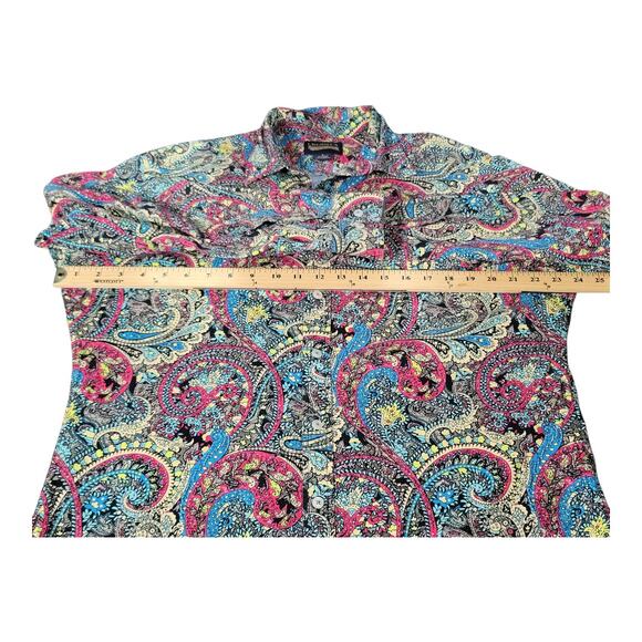 Chaminoux Men’s Paisley Button Down Long Sleeve Retro Boho Festival Top Sz L - Picture 6 of 10